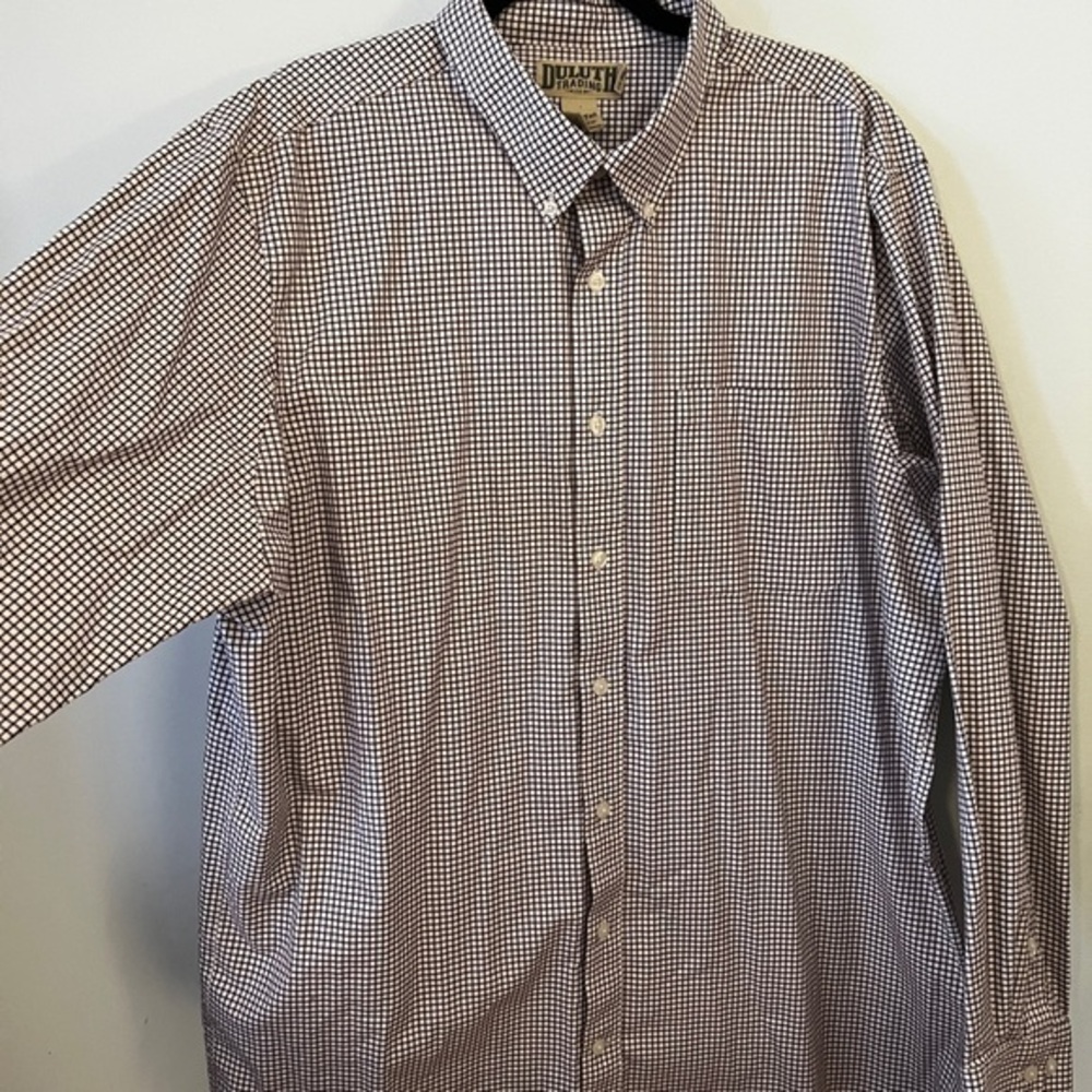 Duluth Trading Co. Men's Black and White Button Down Checkered Shirt XXL